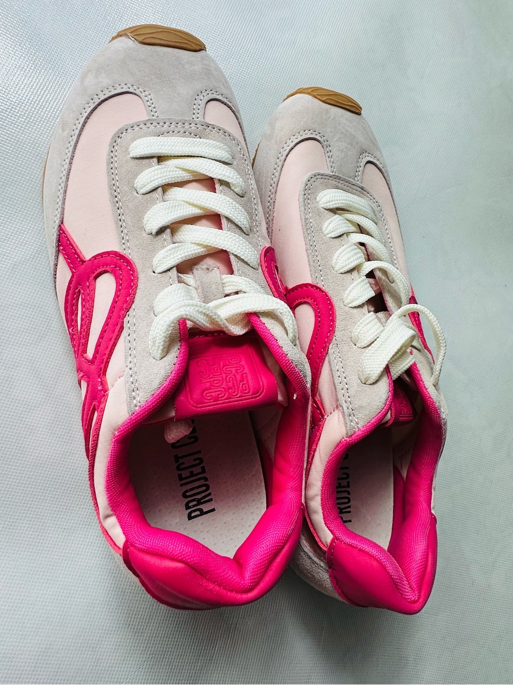 Women’s Pink Cream Lace-Up Fashion Sneakers - Picture 6 of 13